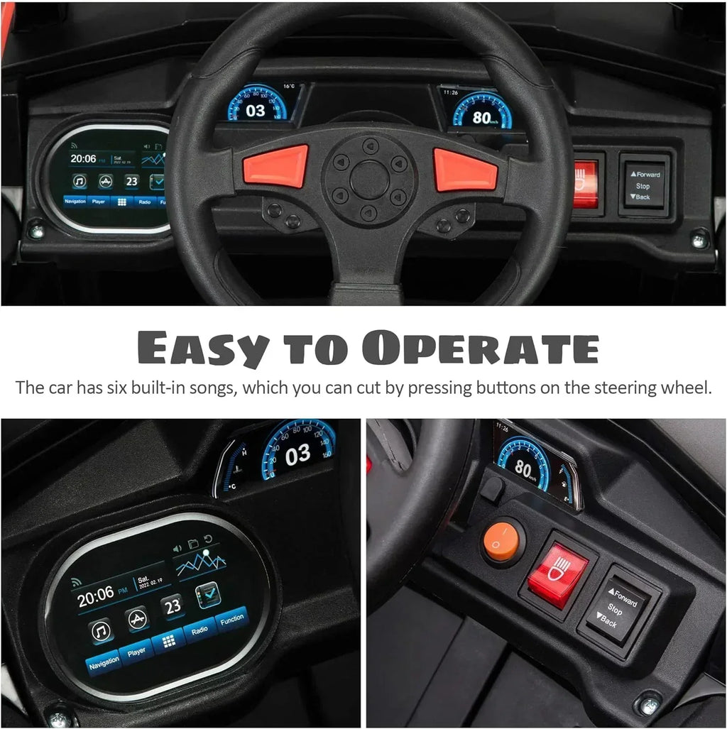 TOBBI 12V Kids Ride on Car Electric Off-Road UTV Truck with Diverse Functions Double Open Doors