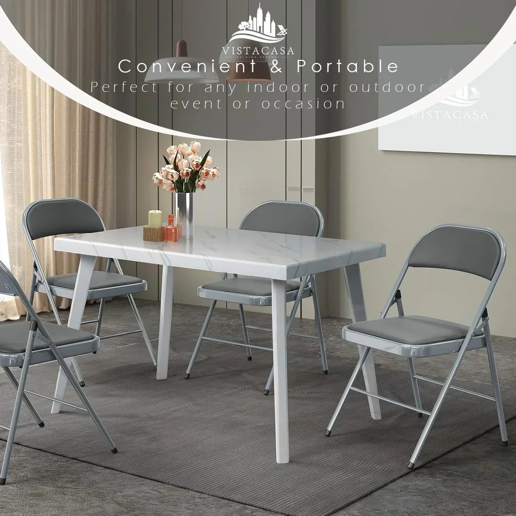 6 Pack Black Folding Chairs with Leather Chairs Events Office Wedding Party Upholstered Chairs
