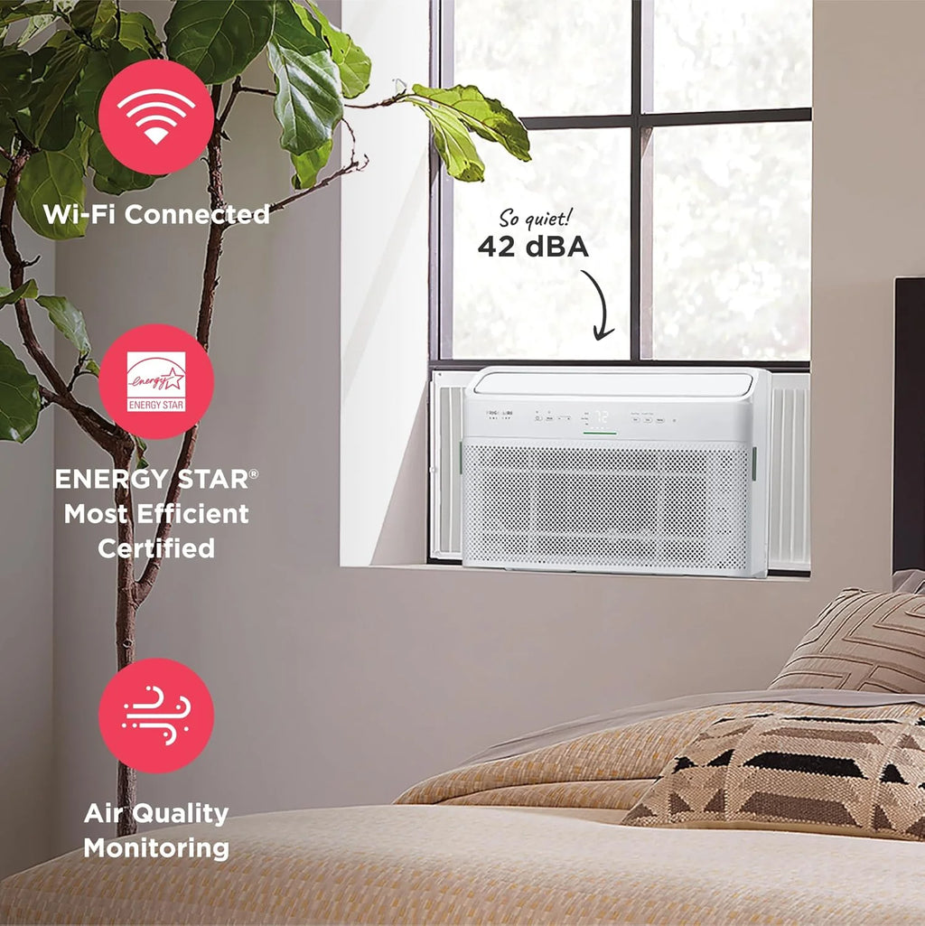 Frigidaire GHWQ103WC1 Inverter Quiet Temp Room Air Conditioner, 10,000 BTU with Wi-Fi Connected, Works with Alexa, Energy Star Certified, Easy-to-Clean Washable Filter, in White