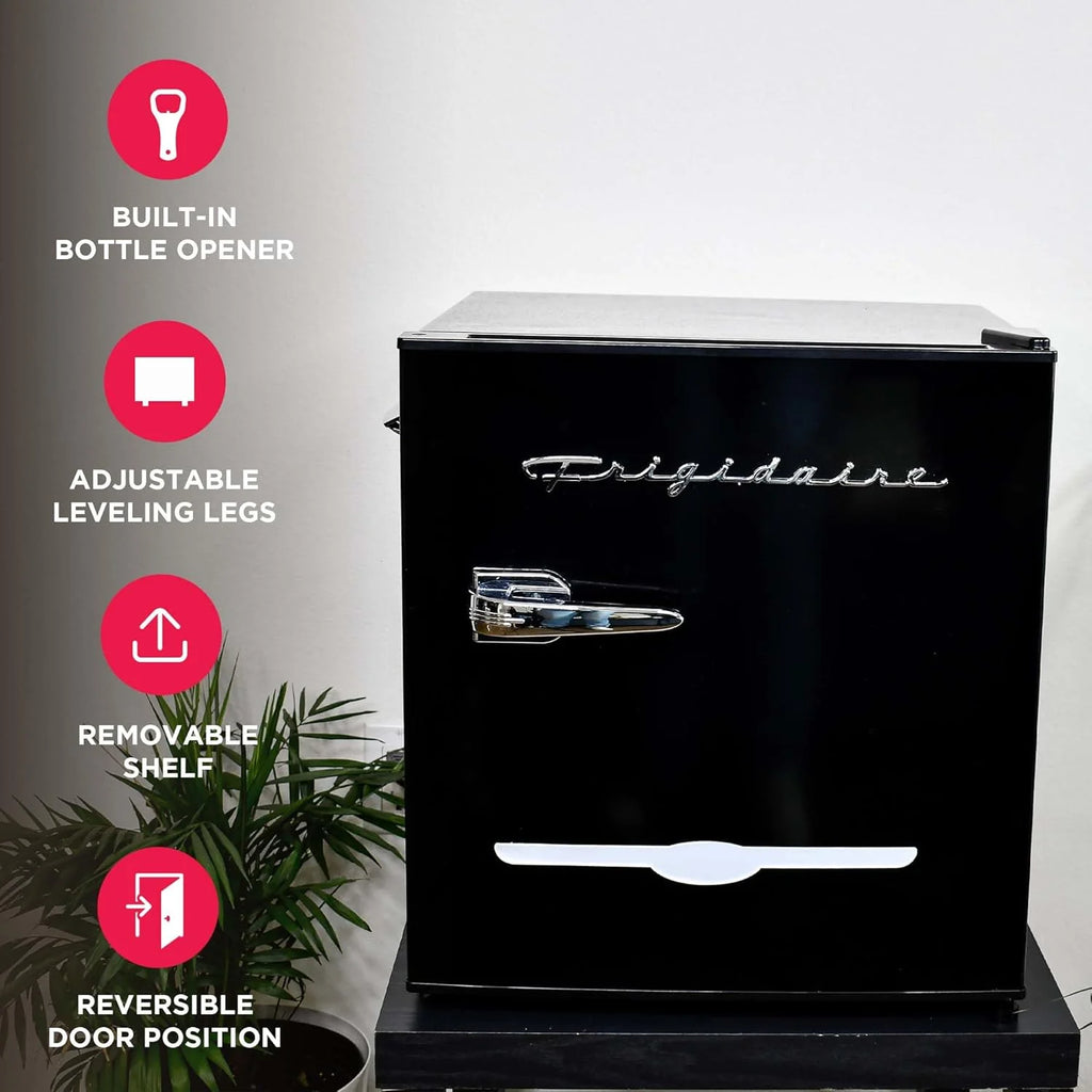 Frigidaire EFR176 Retro Compact Fridge with Chiller Mini Refrigerator with Built-in Bottle Opener for Office, Bedroom, Dorm Room or Cabin, 1.6 cu ft 16 D x 18 W x 18.5 H, Moonlight
