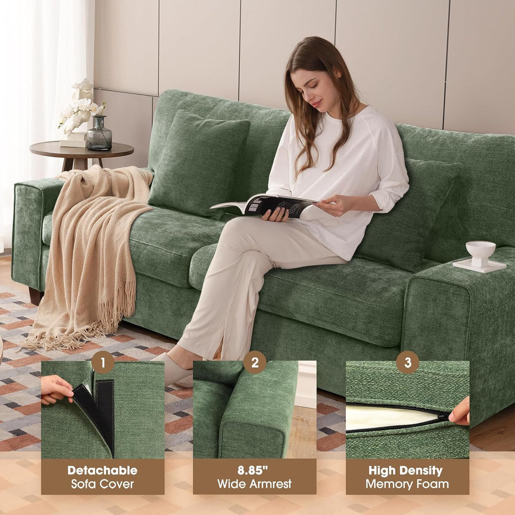 DOPEDIO living room double sofa chenille lounge chair removable solid wood frame