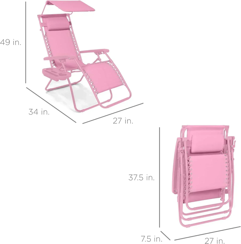 Best Choice Products Folding Zero Gravity Recliner Patio Lounge Chair Adjustable Canopy Shade