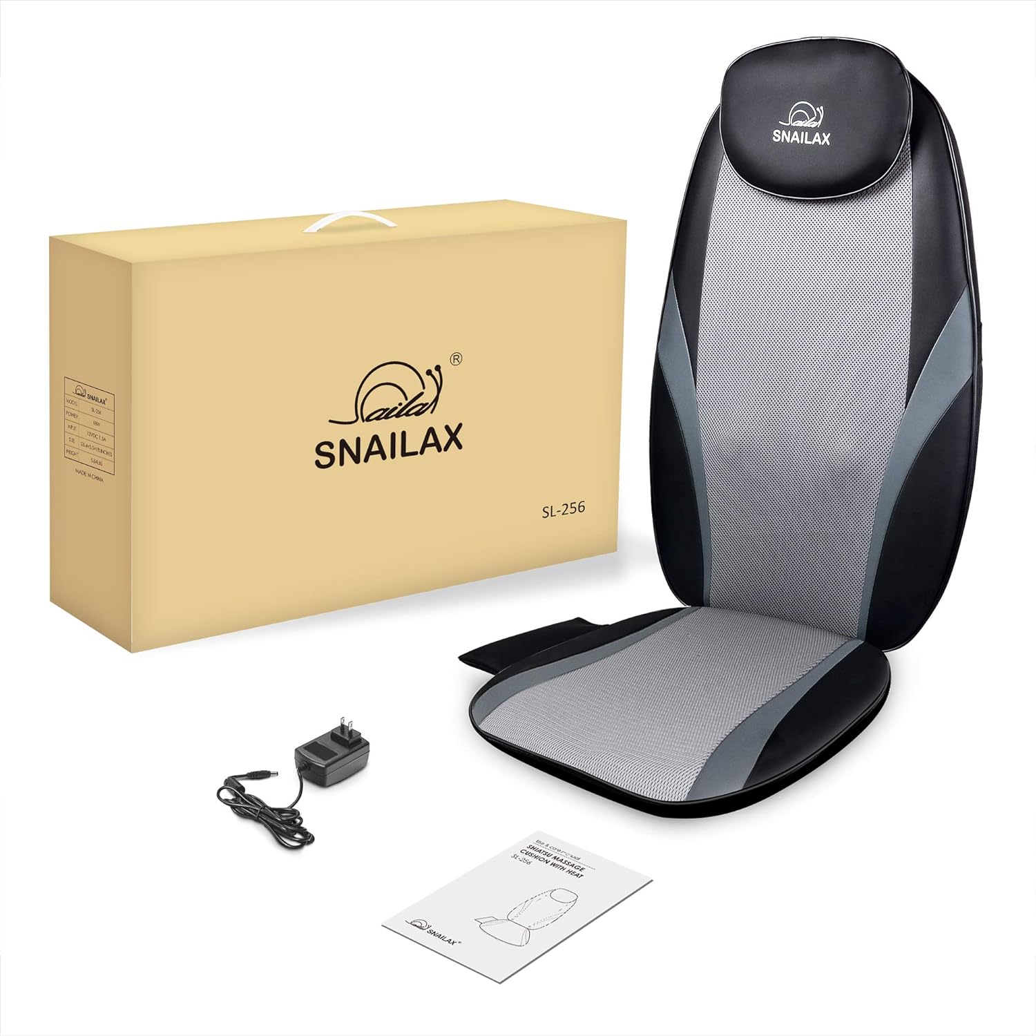 Snailax Shiatsu Massage Cushion with Heat Massage Chair Pad Kneading Back Massager for Home
