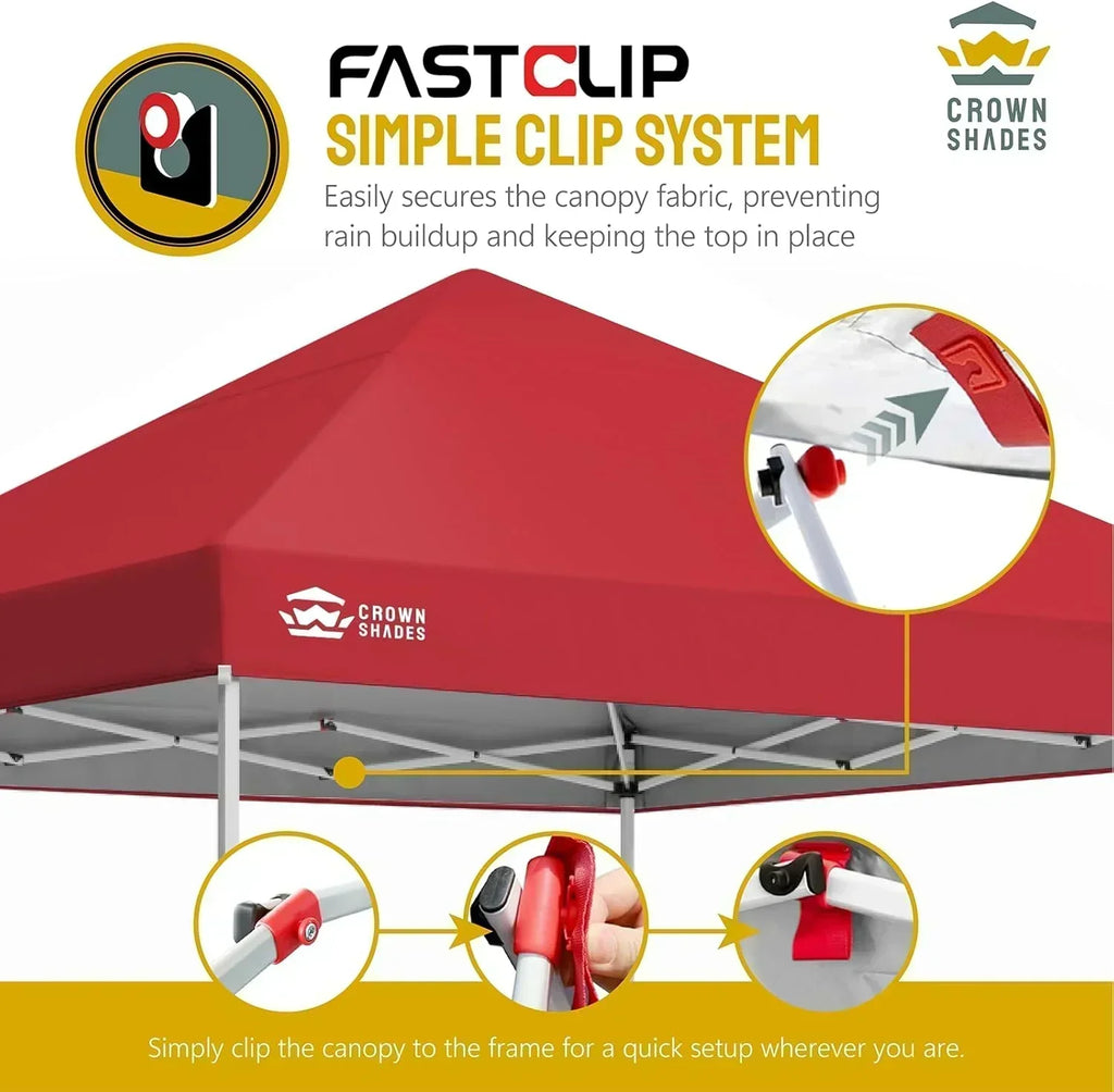 10x10 Pop-Up Awning One-Click Installation Beach Tent Outdoor Sunshade Silver Coated Top