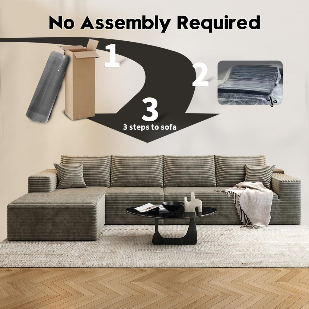 107.5 Cloud Modular Sectional Sofa Couch with L-Shape Chaise,Modern Minimalist Upholstered Couches