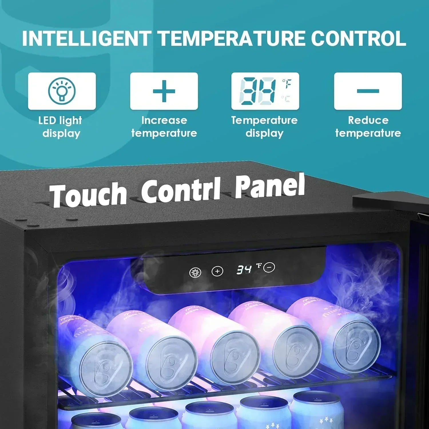 EUHOMY Beverage Refrigerator Cooler 130 Can Mini Fridge with Glass Door Beverage Cooler