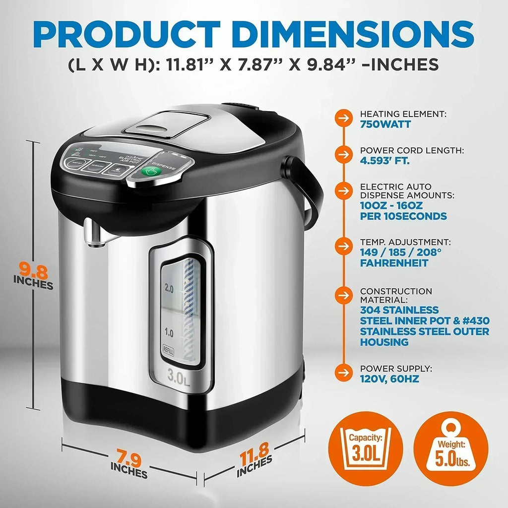 NutriChef Water Heater and Hot Water Dispenser 8L Electric Beverage Dispenser