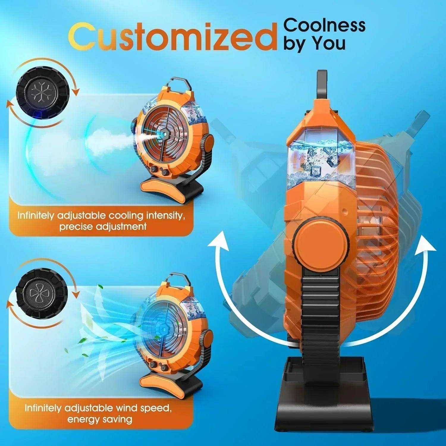 JYew Portable Air Conditioners Misting Fan With 10000mAh Rechargeable Battery Operated Fan