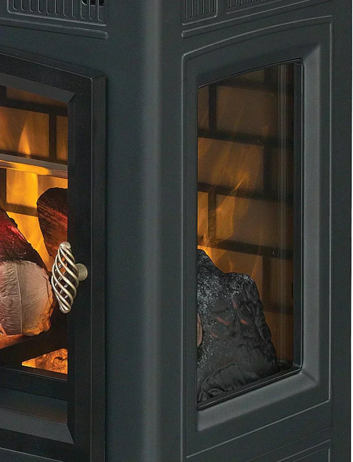 Freestanding Electric Fireplace Stove Heater with 3D Flame Effect for 1000 Sq. Ft