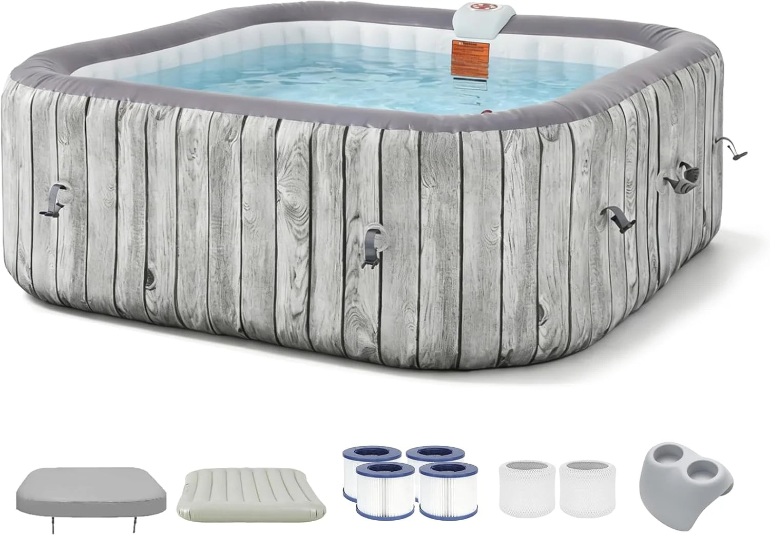 71 Inflatable Hot Tub 4 Person, Round Portable Outdoor Spa with 120 Soothing Air Jets