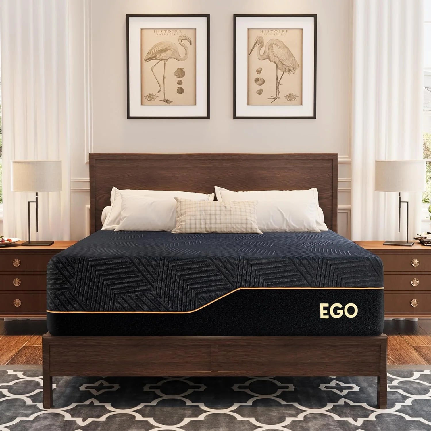 MLILY EGOHOME 14 Inch Queen Memory Foam Mattress for Back Pain, Cooling Copper Gel Bed in a Box, Foam Made in USA, CertiPUR-US Certified, Therapeutic Medium Firm, 60x80x14 Black