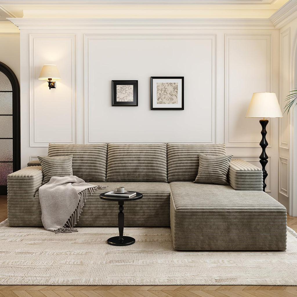 107.5 Cloud Modular Sectional Sofa Couch with L-Shape Chaise,Modern Minimalist Upholstered Couches