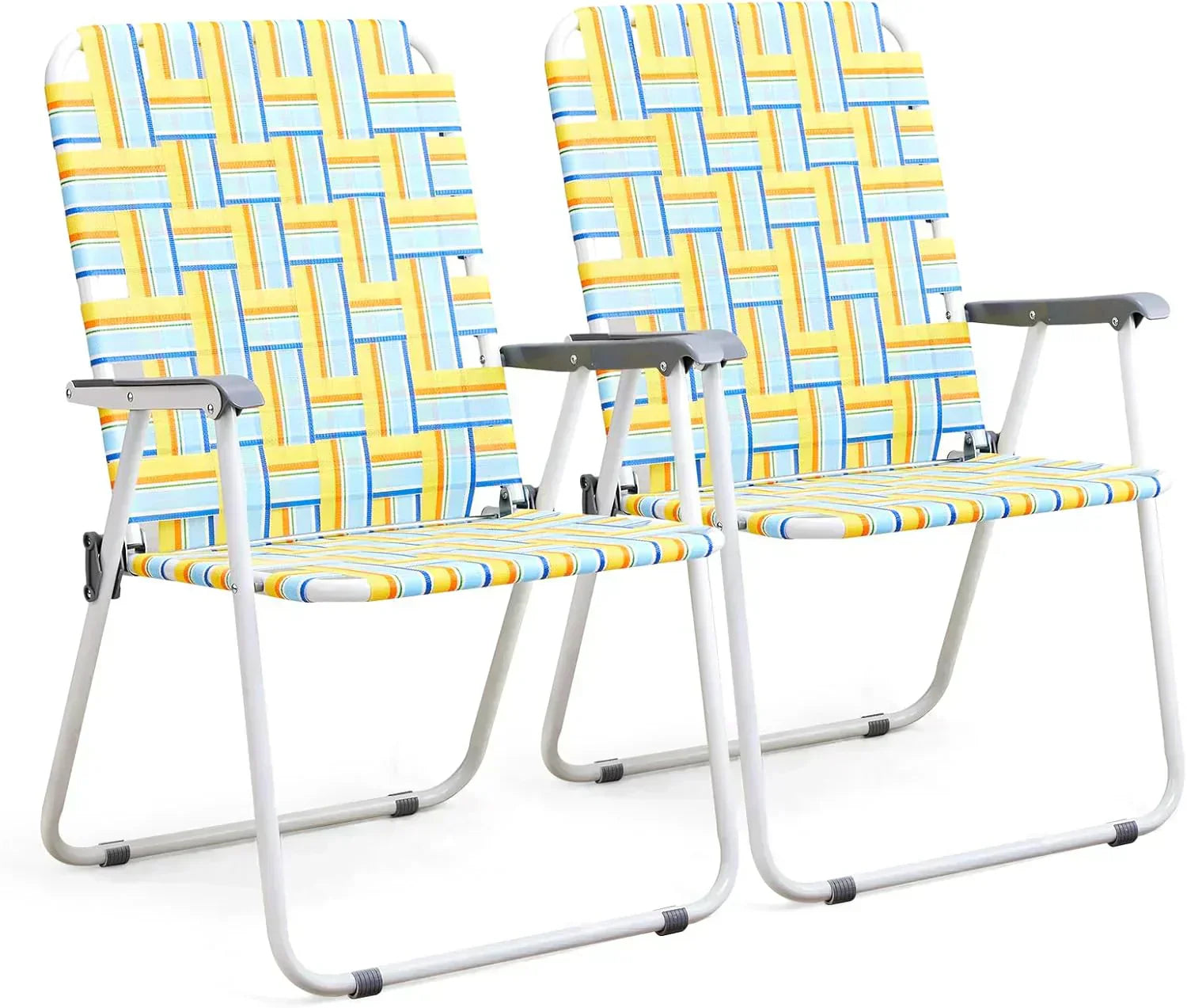VINGLI Patio Lawn Webbed Folding Chairs Set of 2 Outdoor Beach Portable Lawn Chair