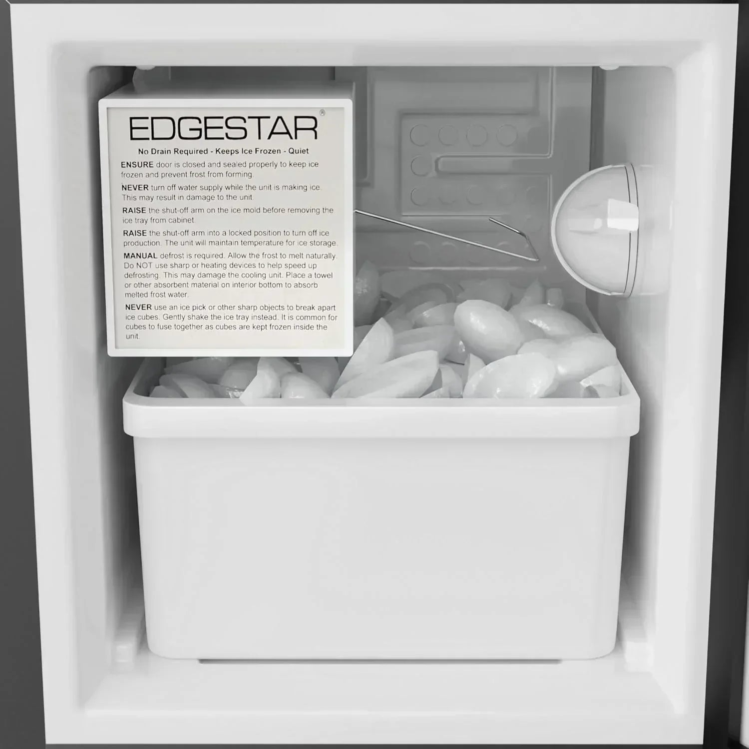EdgeStar IB121 15 Inch Wide 12 Lbs Capacity Built-In Ice Maker with 15 Lbs Daily Ice Production