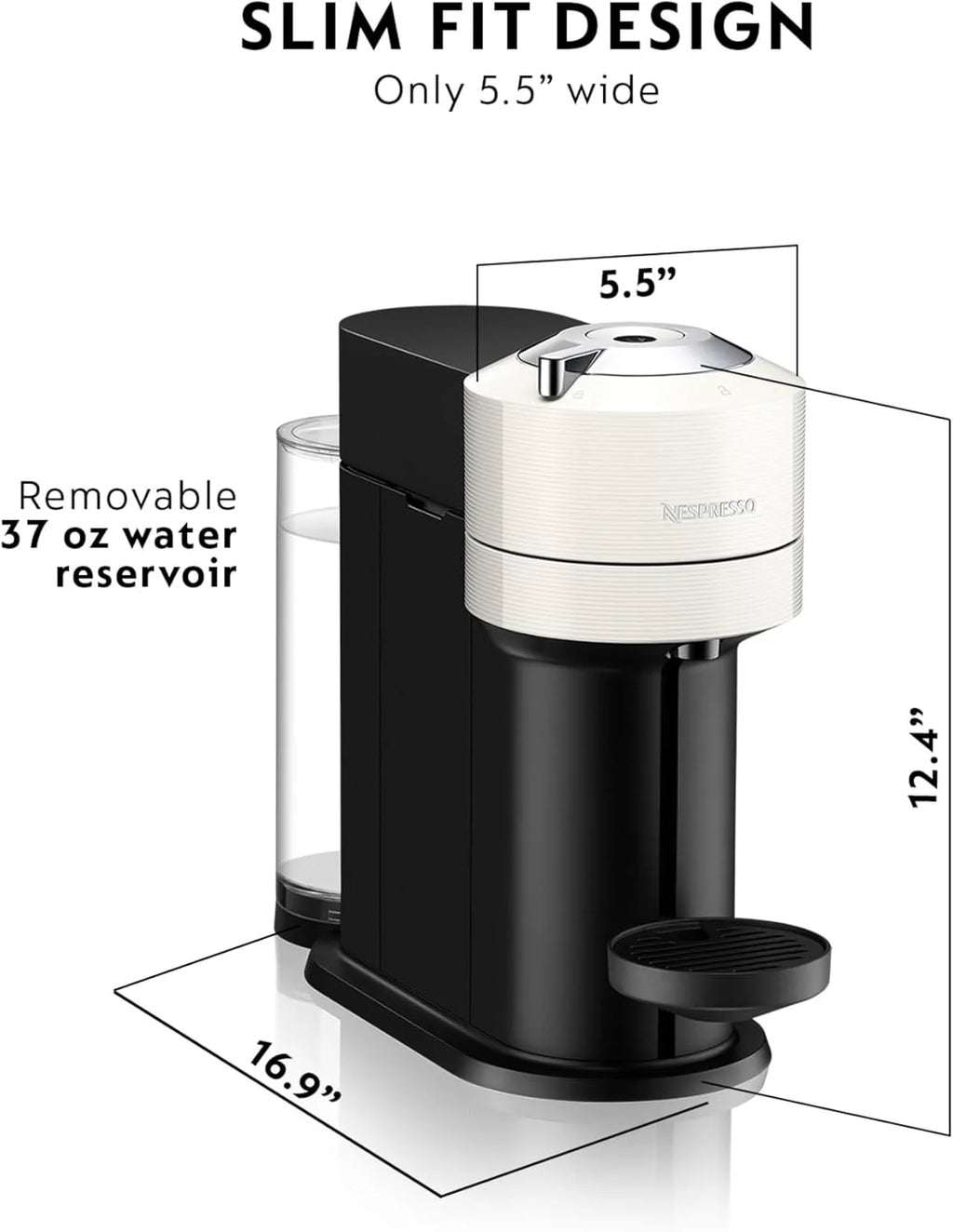 Nespresso Vertuo Next Coffee and Espresso Maker by De'Longhi, White