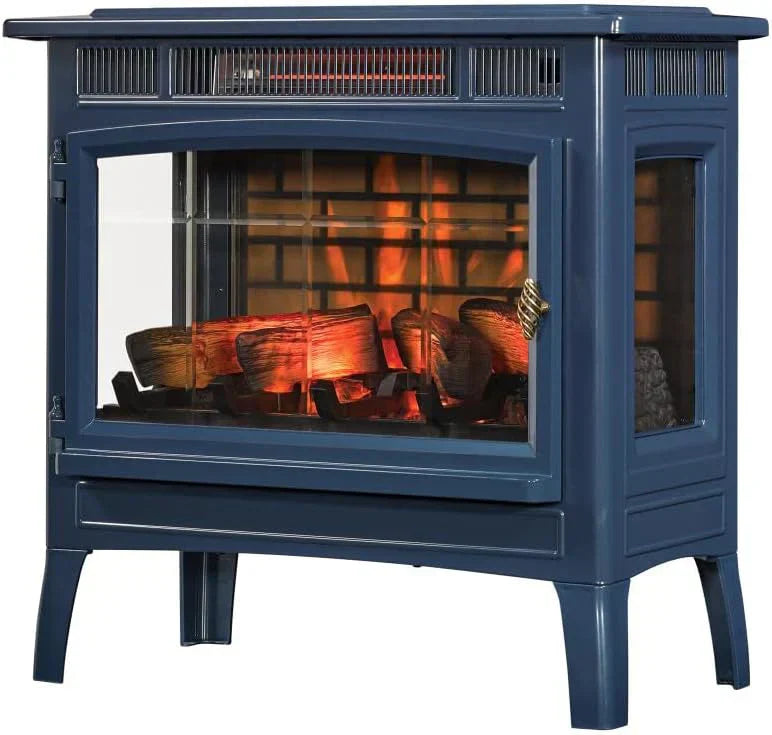 Freestanding Electric Fireplace Stove Heater with 3D Flame Effect for 1000 Sq. Ft