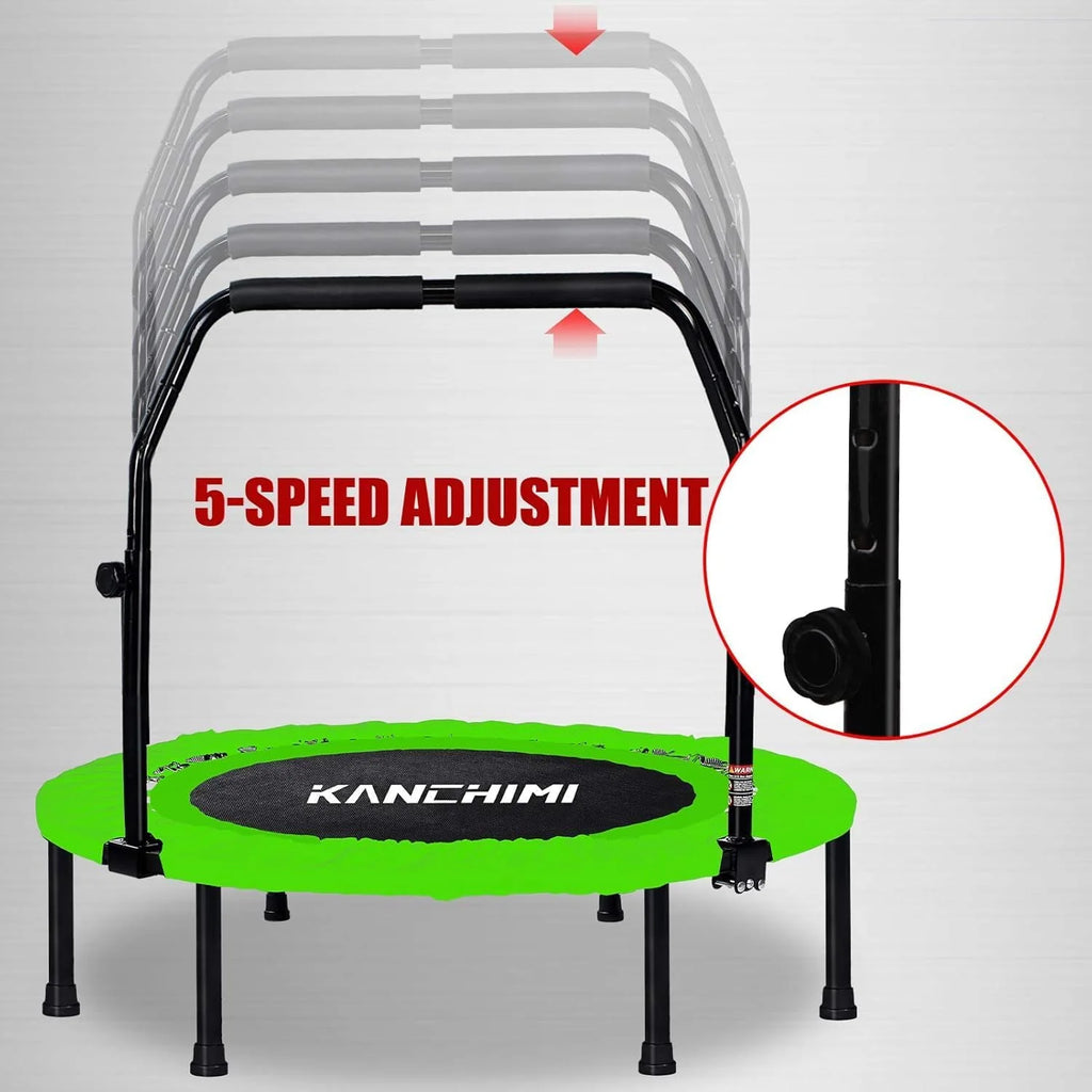 Kanchimi 40 48 Folding Mini Fitness Indoor Exercise Workout Rebounder Trampoline with Handle, Max Load 330lbs