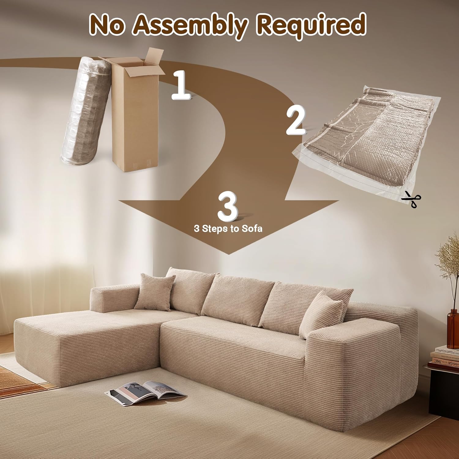 Ovios 104 Cloud Section Sofa L-shaped lounge chair, modern modular sofa