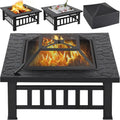 Yaheetech Multifunctional Fire Pit Table Square Metal Firepit Stove Backyard Patio Garden Fireplace