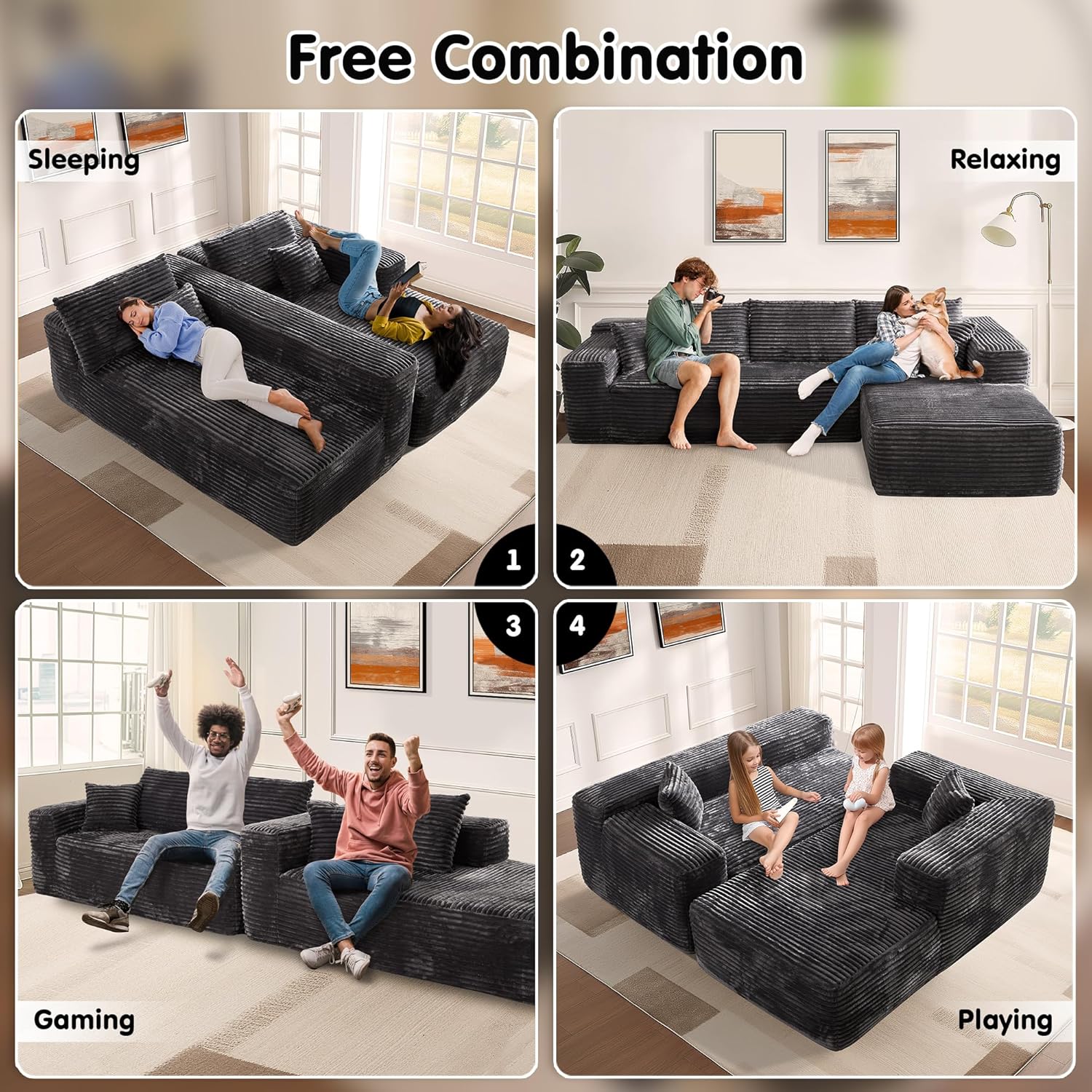 Ovios 104 Cloud Section Sofa L-shaped lounge chair, modern modular sofa