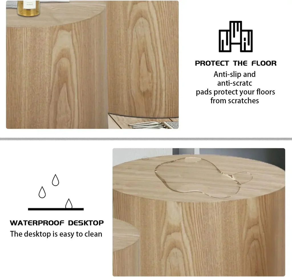 Nesting Coffee Table Set of 2 Modern Round Coffee Table with Non-Slip Feet Circle Accent Tables