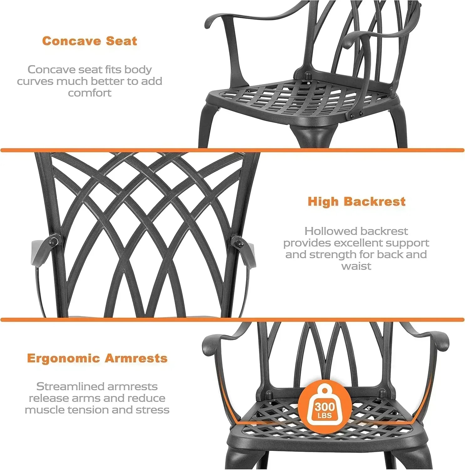 NUU GARDEN Bistro Set 3 Piece Outdoor Cast Aluminum Patio Bistro Set Patio Table Chairs Set of 2