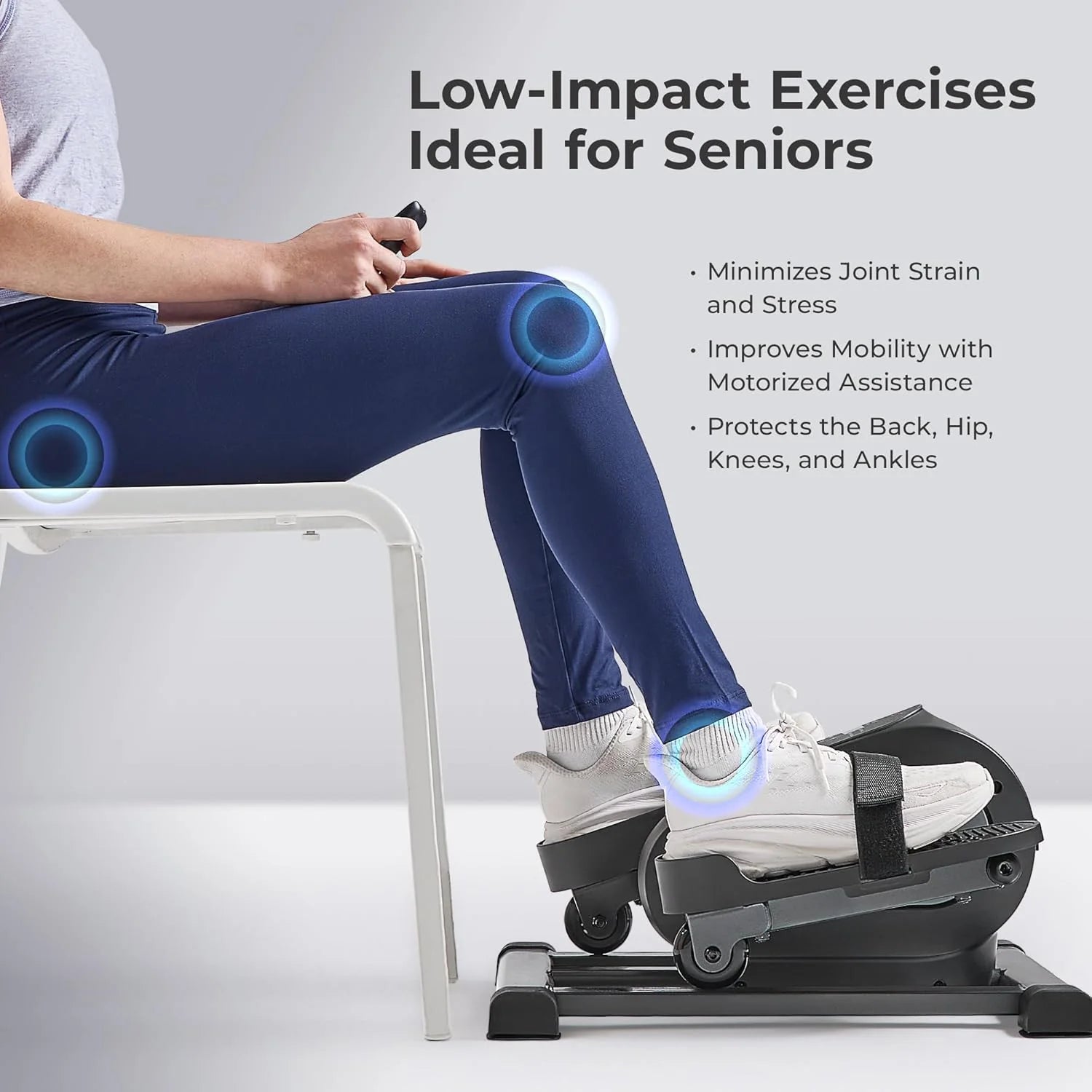 Sunny Health & Fitness Smart Mini Elliptical Trainer Indoor Under-Desk Pedal Exerciser for Seniors