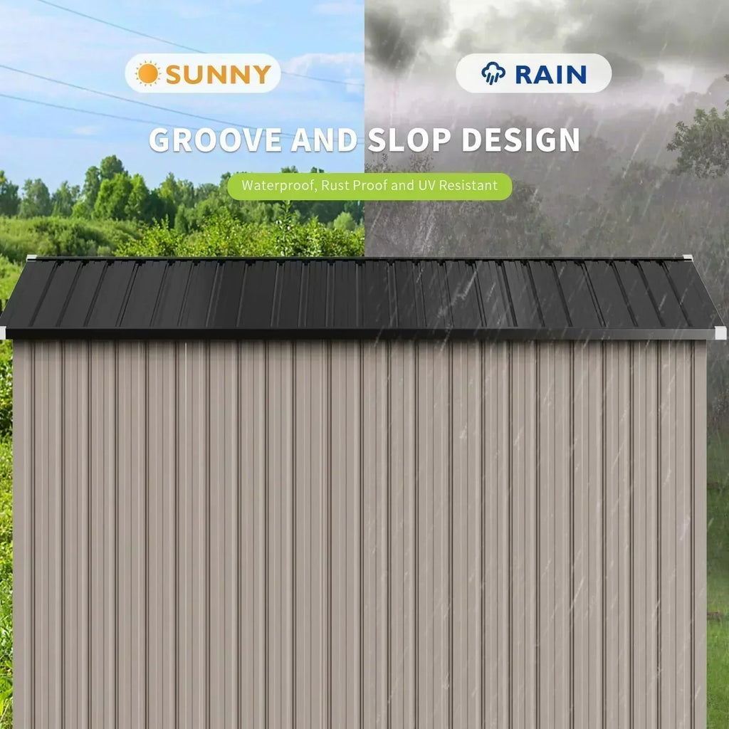 Aoxun 6.2x4 FT Shed Outdoor Storage Shed Metal Garden Shed Sloping Roof Tool Shed Bike Shed