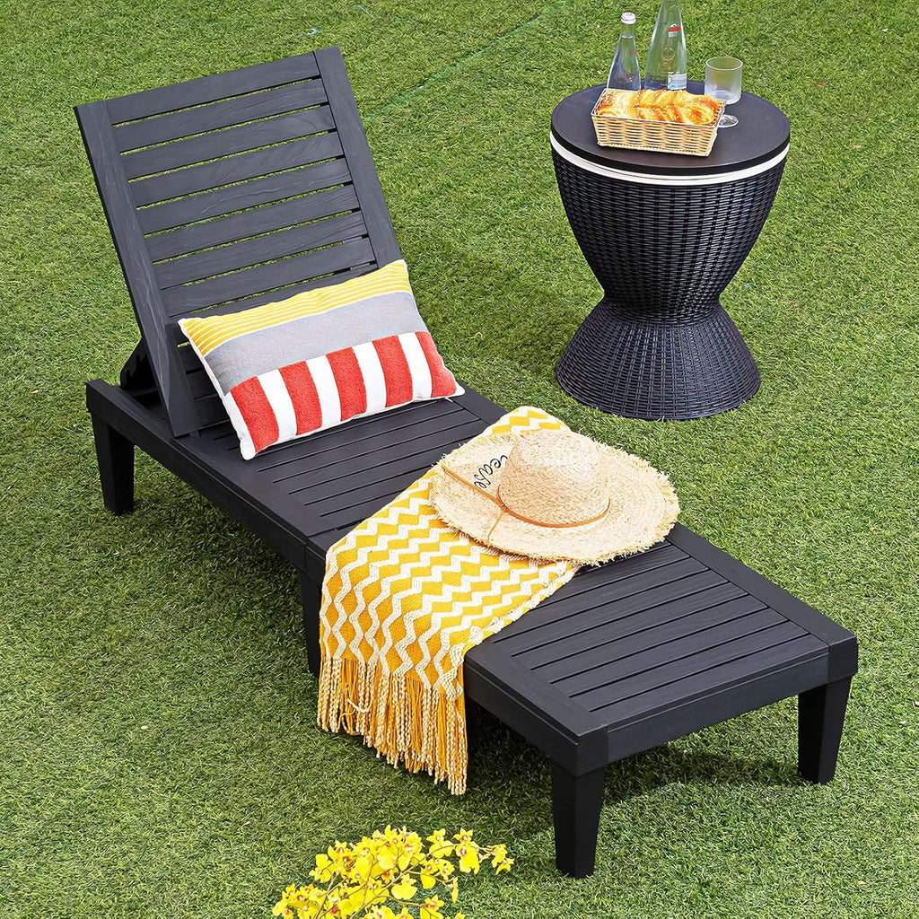 Outdoor Chaise Lounge Chair Lightweight Patio Lounge Recliner Chair with Adjustable Backrest