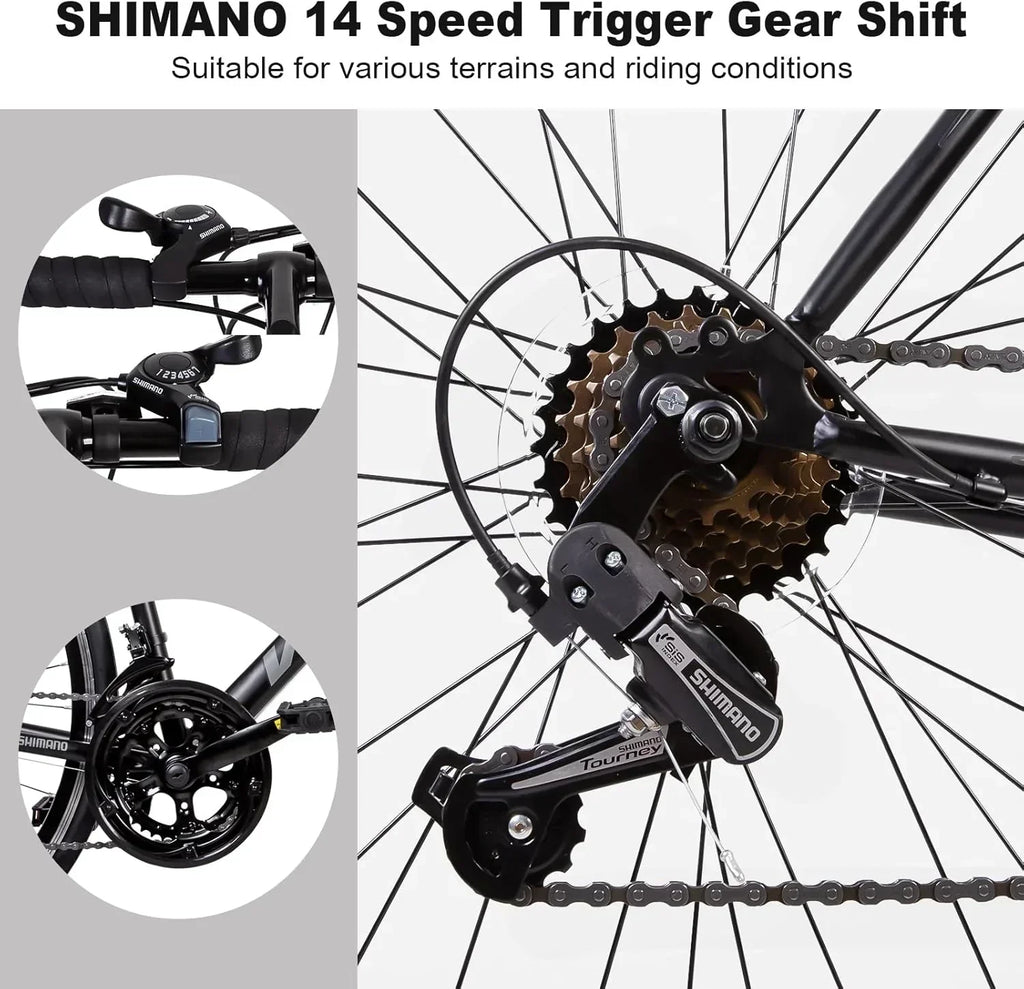 WEIZE Road Bike 700C Wheel City Commuter Bicycle Shimano 14 Speed Drop Bar Racing Adult Bike