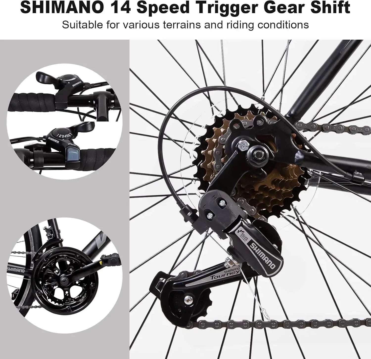 WEIZE Road Bike 700C Wheel City Commuter Bicycle Shimano 14 Speed Drop Bar Racing Adult Bike