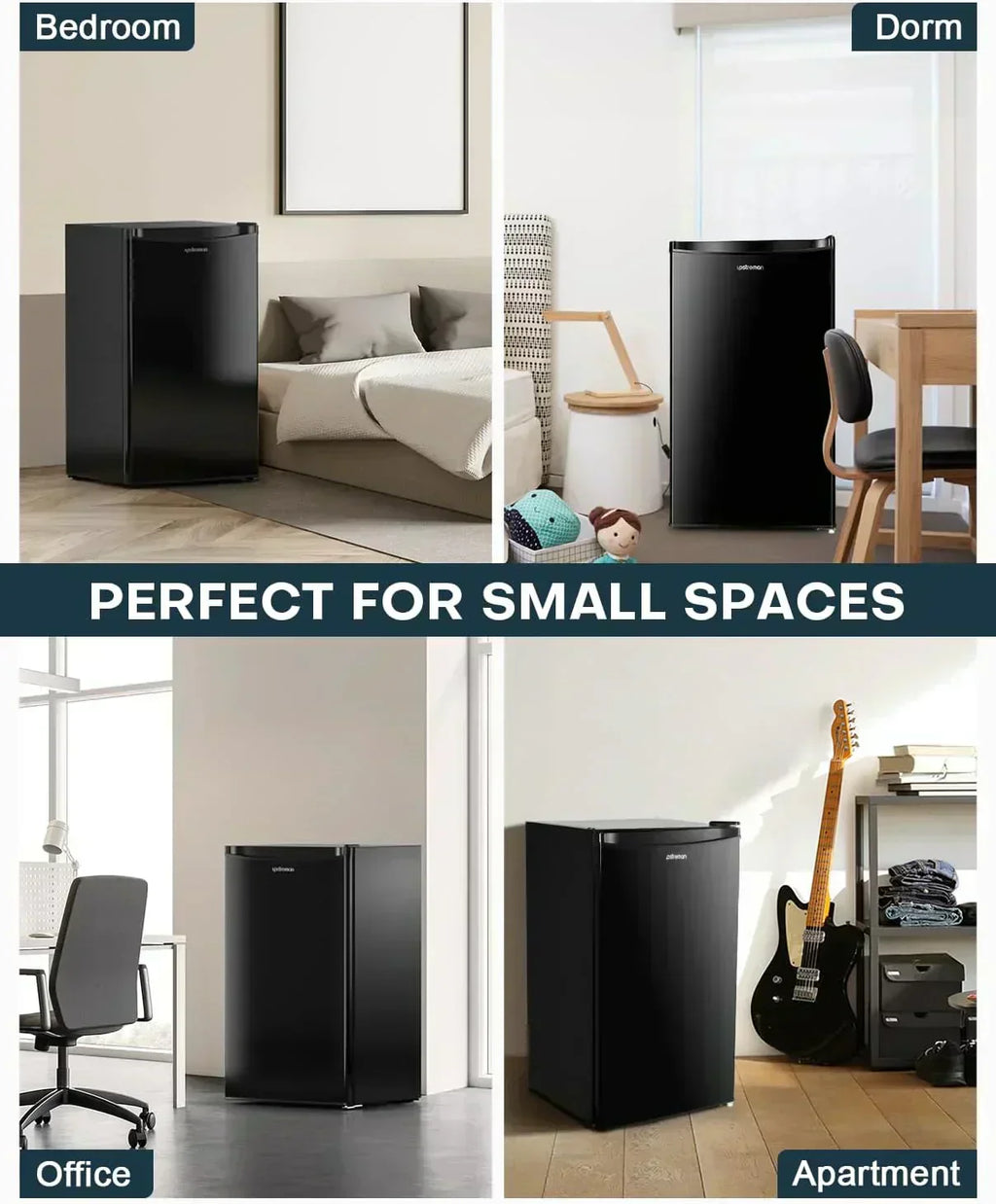 Upstreman 3.2 Cu.Ft Mini Fridge Freezer Single Door Fridge Dorm Fridge Adjustable Thermostat