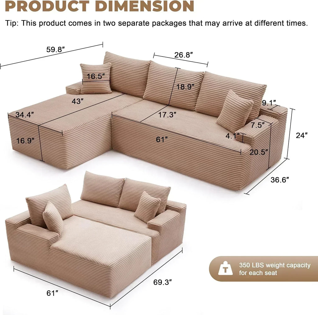 110-inch cloud sofa boneless sofa in the living room modular sofa with deep seats