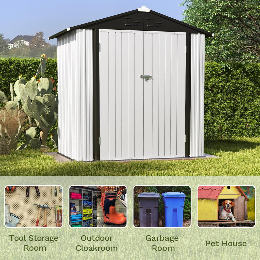 Patiowell 5x3 FT Outdoor Storage Shed Tool Shed with Sloping Roof and Lockable Door Metal Shed