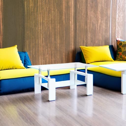 Living Room Rectangle Coffee Table, Tea Table Suitable for Waiting Room, Modern Side Coffee Table with Wooden Leg, Glass Tabletop