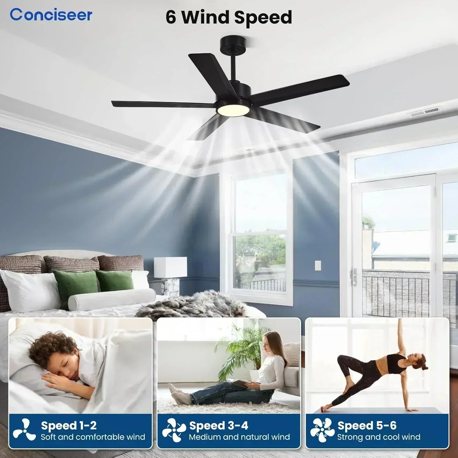 Modern ceiling fan 72 inch bedroom living room library cafe outdoor/industrial