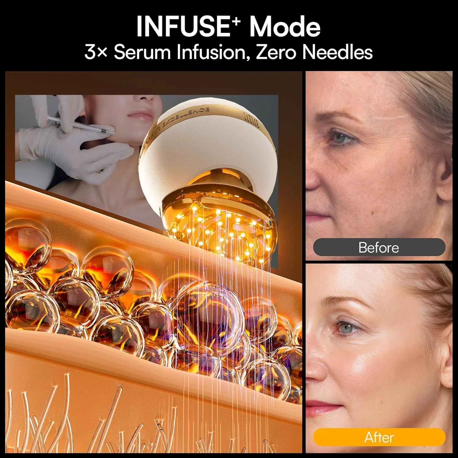 INIA SPHERA Upgraded 8-in-1 Microcurrent Facial Device for Face & Neck Red Light