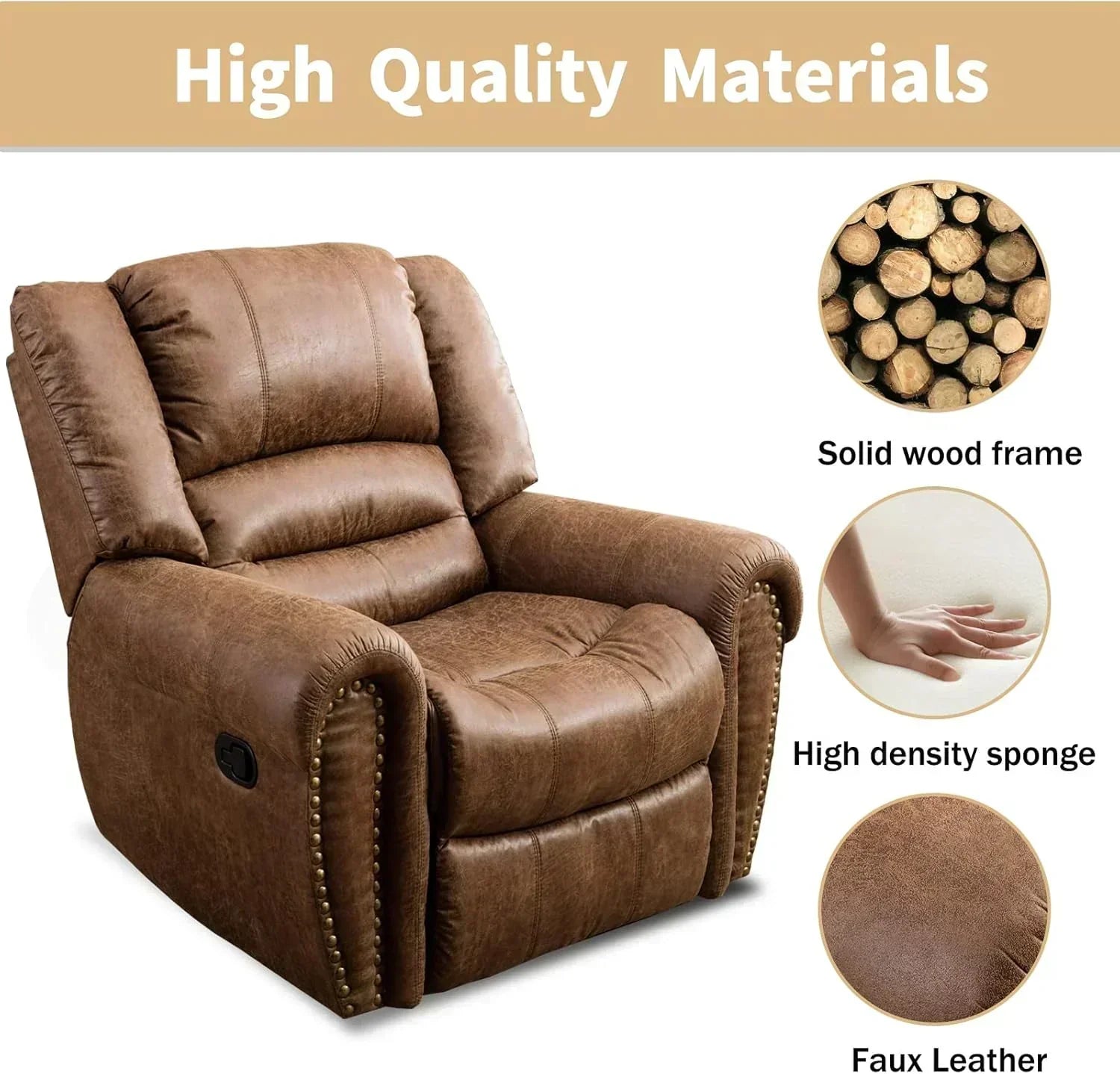 Leather recliner classic traditional manual recliner single sofa for living room