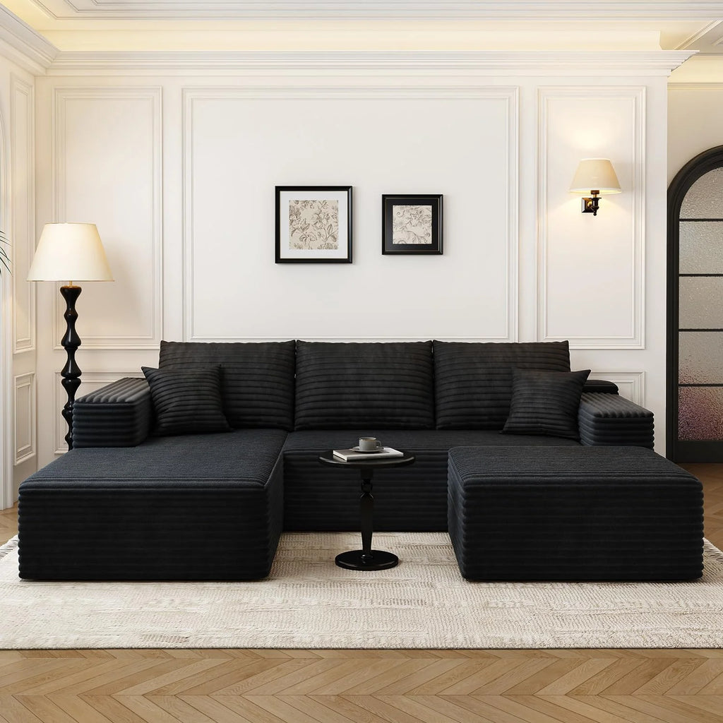 107.5 Cloud Modular Sectional Sofa Couch with L-Shape Chaise,Modern Minimalist Upholstered Couches