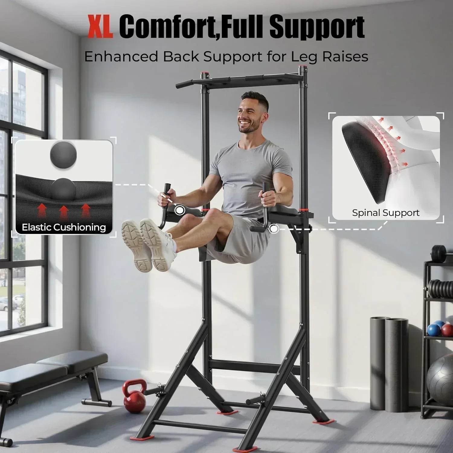 Sportsroyals Power Tower Pull Up Bar Station 450 lbs stable suspended immersion tilt station