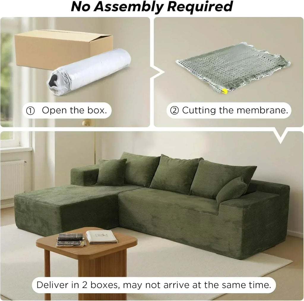 Cloud sofa with L-shaped lounge chair modern modular sofa with deep seats