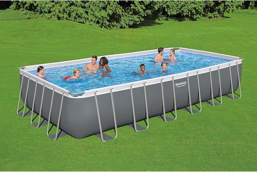Power Steel 14' x 8'2 x 39.5 Oval Above Ground Pool Set Includes 530gal Filter Pump Ladder