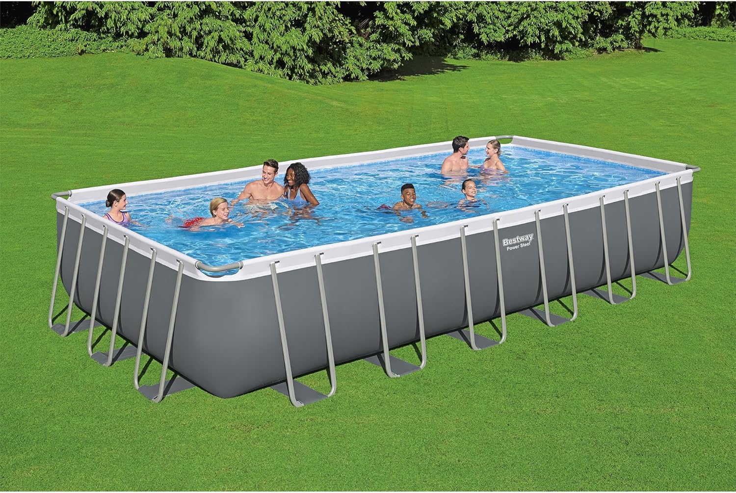 Power Steel 14' x 8'2 x 39.5 Oval Above Ground Pool Set Includes 530gal Filter Pump Ladder