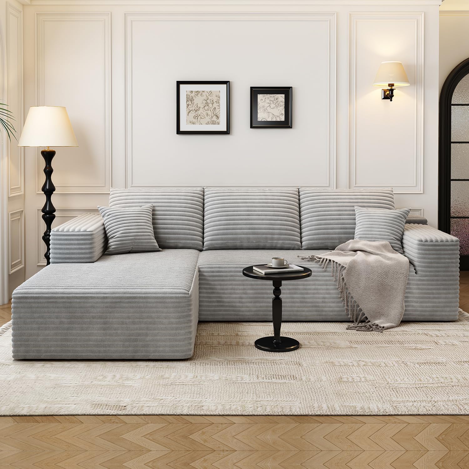 107.5 Cloud Modular Sectional Sofa Couch with L-Shape Chaise,Modern Minimalist Upholstered Couches