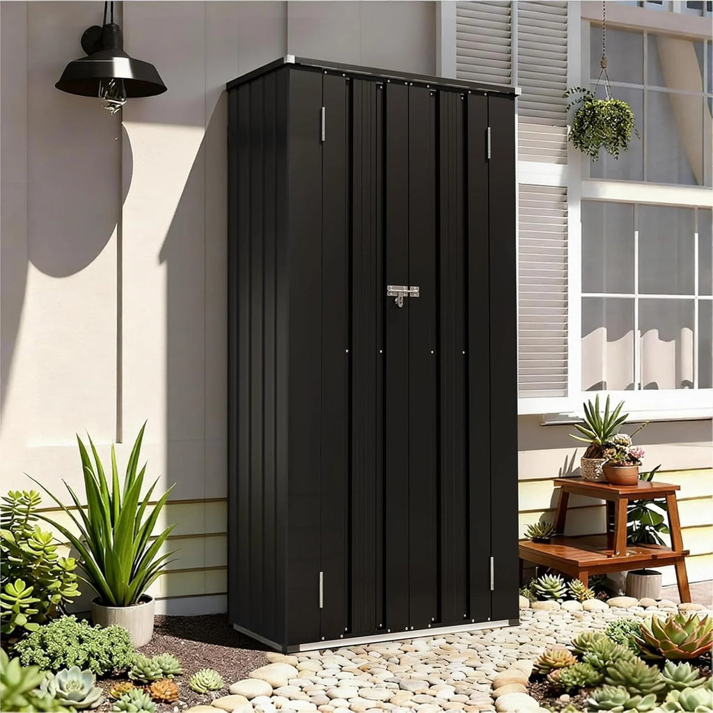 Aoxun 6.2x4 FT Shed Outdoor Storage Shed with Lockable Doors Sloping Roof Metal Garden
