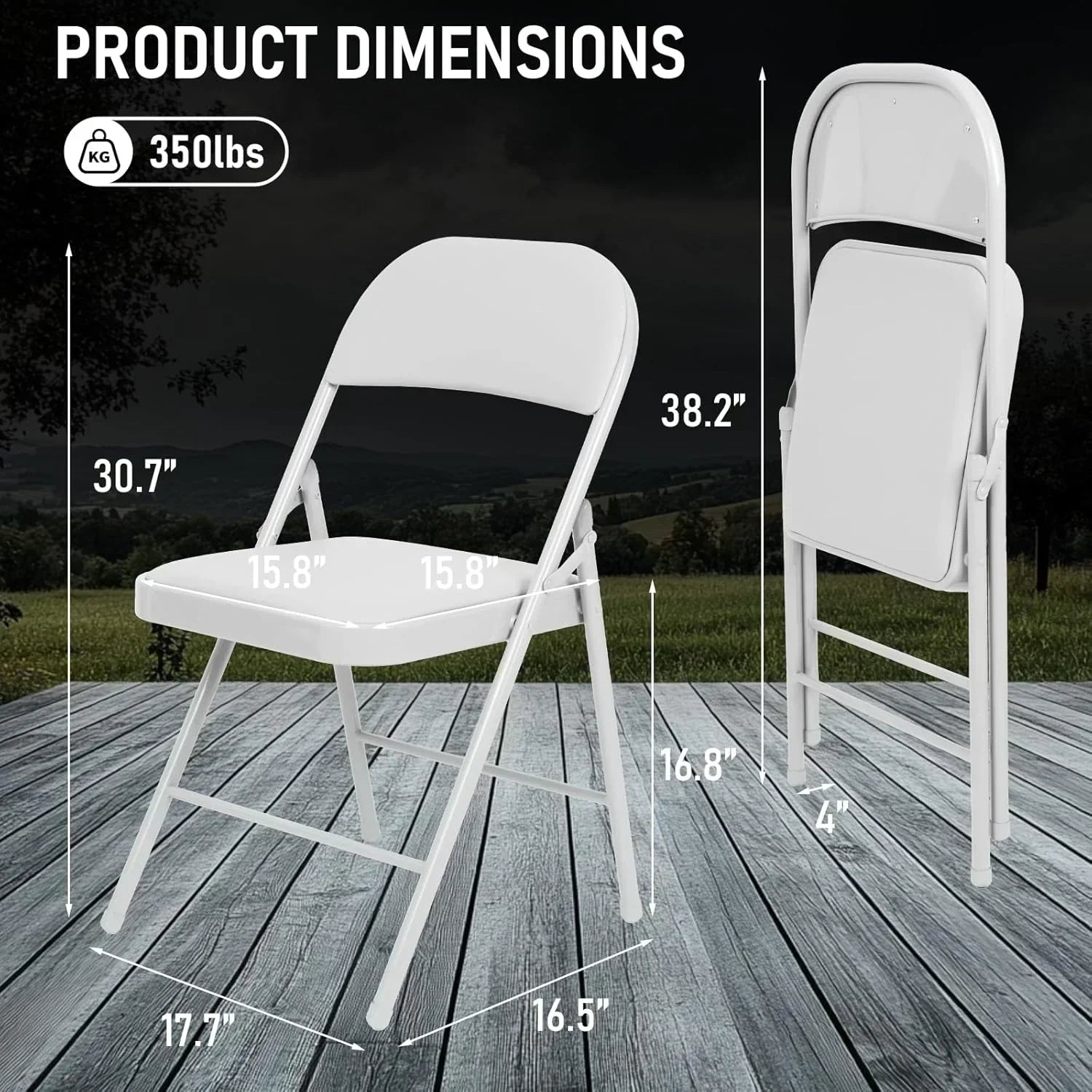 6 Pack Black Folding Chairs with Leather Chairs Events Office Wedding Party Upholstered Chairs
