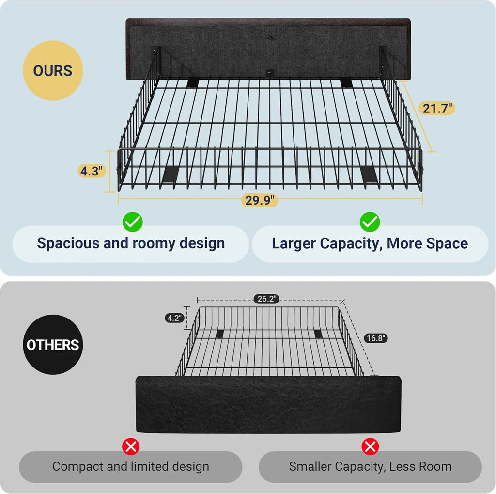 Allewie Upholstered Queen Size Platform Bed Frame with 4 Storage Drawers and Headboard