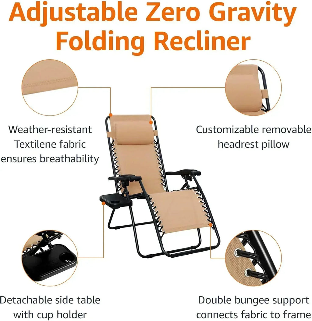 Amazon Basics Outdoor Patio Mesh Adjustable Zero Gravity Lounge Chair Recliners set of 2