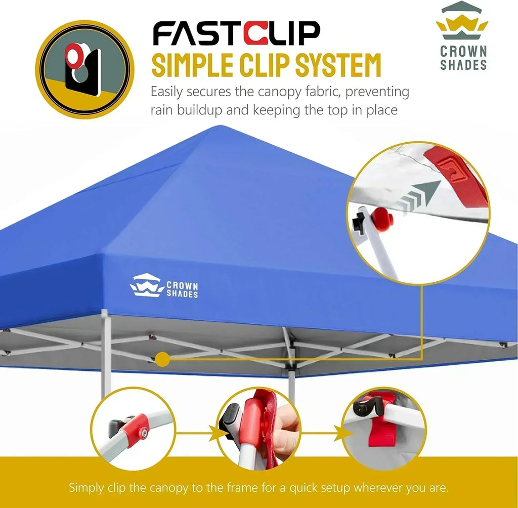 10x10 Pop-Up Awning One-Click Installation Beach Tent Outdoor Sunshade Silver Coated Top