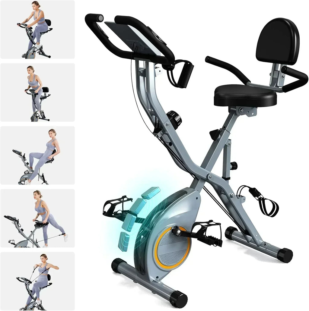 Foldable Exercise Bike Stationary Bikes  5 IN 1 Indoor Workout Cycling Bike Quiet Magnetic Resistance